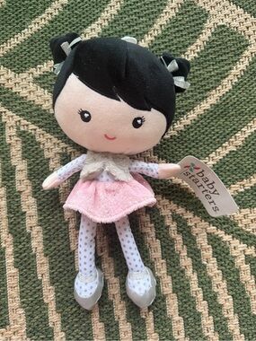 🧒🌸🩰 NWT Baby Starters Plush Doll with Silver Shoes, Pink skirt and furry vest